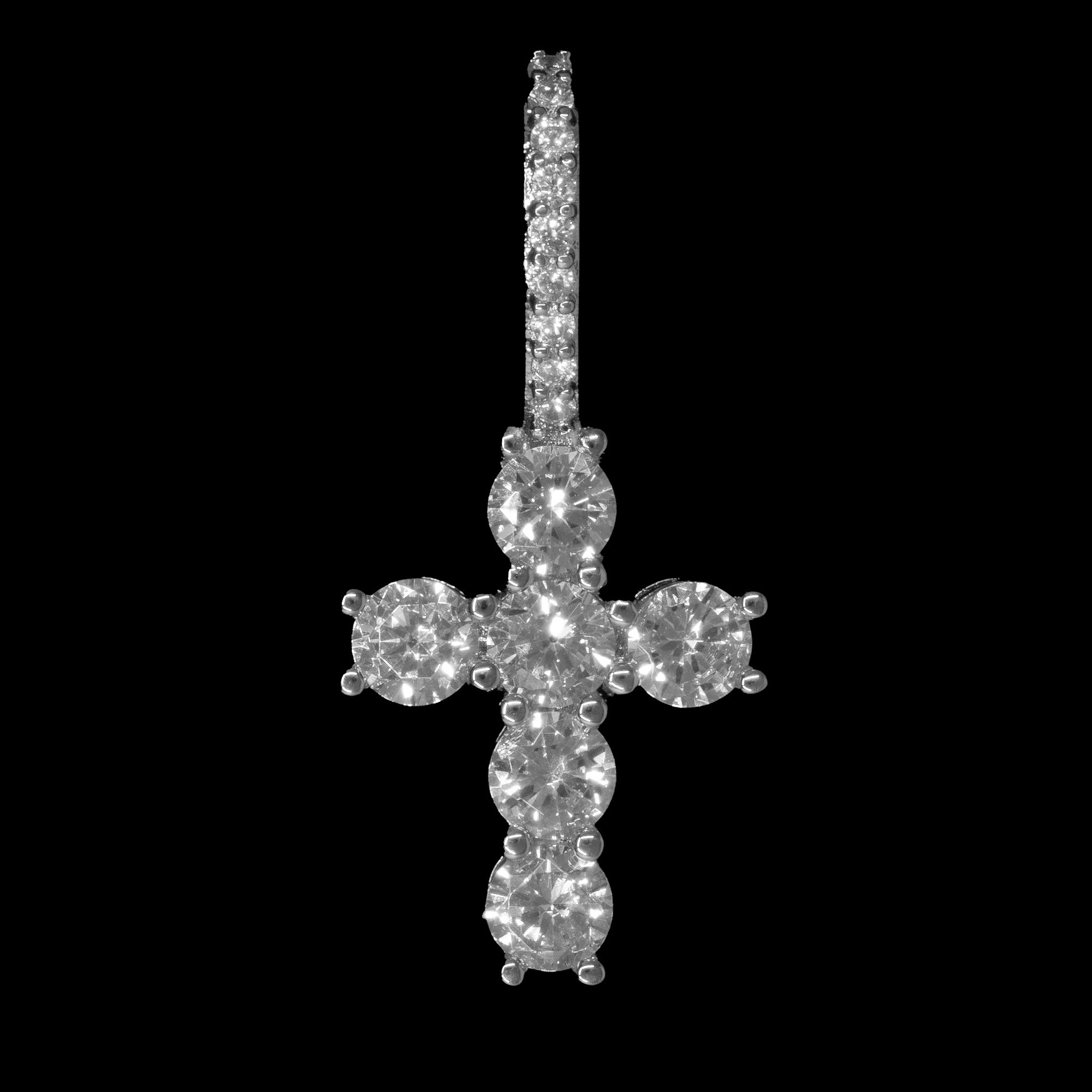 Iced Out Mini Cross in White Gold