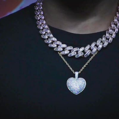 Iced Heart Pendant in Yellow Gold
