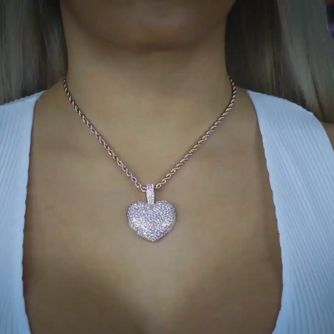 Diamond Heart Pendant in Rose Gold
