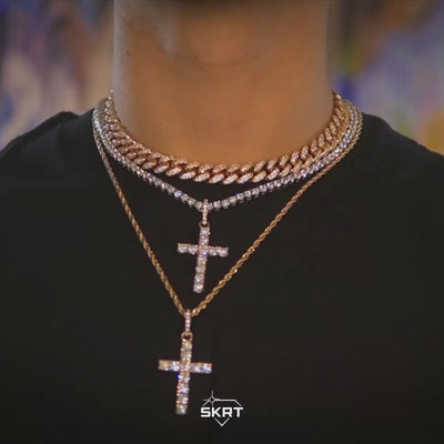 Iced Original Cross Pendant in Rose Gold