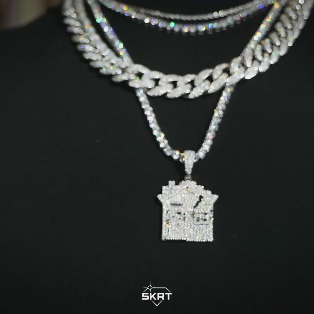 Iced Trap House in 18K White Gold
