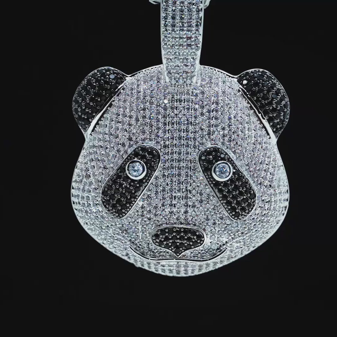 Iced Panda Pendant in 18K White Gold