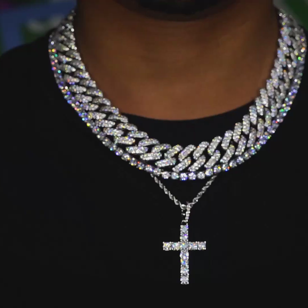 Iced Original Cross in 18K Yellow Gold