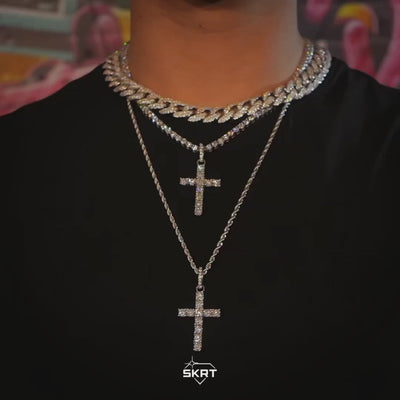Iced Original Cross Pendant in White Gold