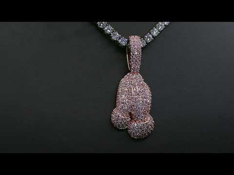 Iced Praying Hands Pendant in 18K Yellow Gold