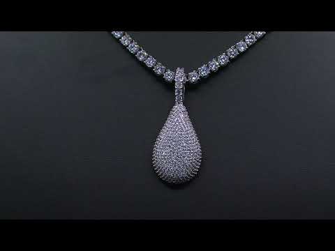 Iced Tear Drop Pendant in 18K Rose Gold