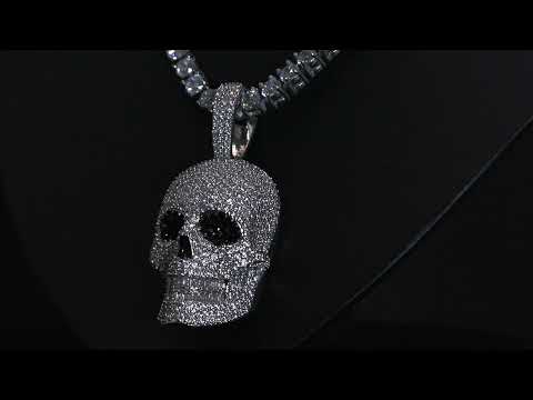 Iced Skull Pendant in 18K Rose Gold