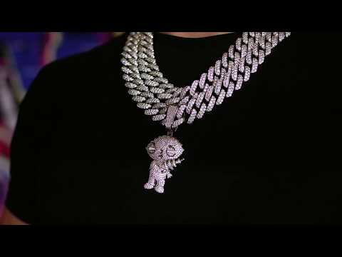 Iced Stewie Pendant in 18K Rose Gold