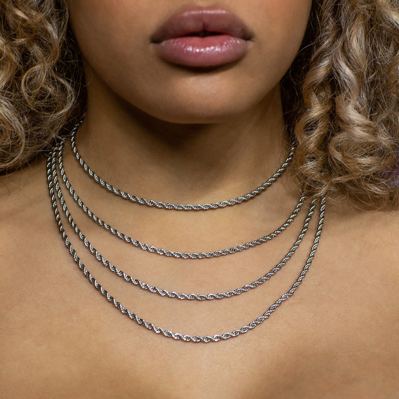 3mm Rope Choker/ Necklace in White Gold