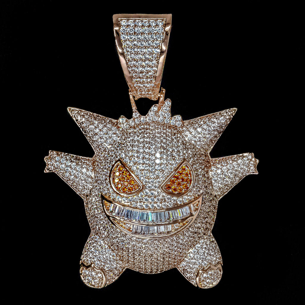 Iced Out Gengar Pokemon in 18K Rose Gold