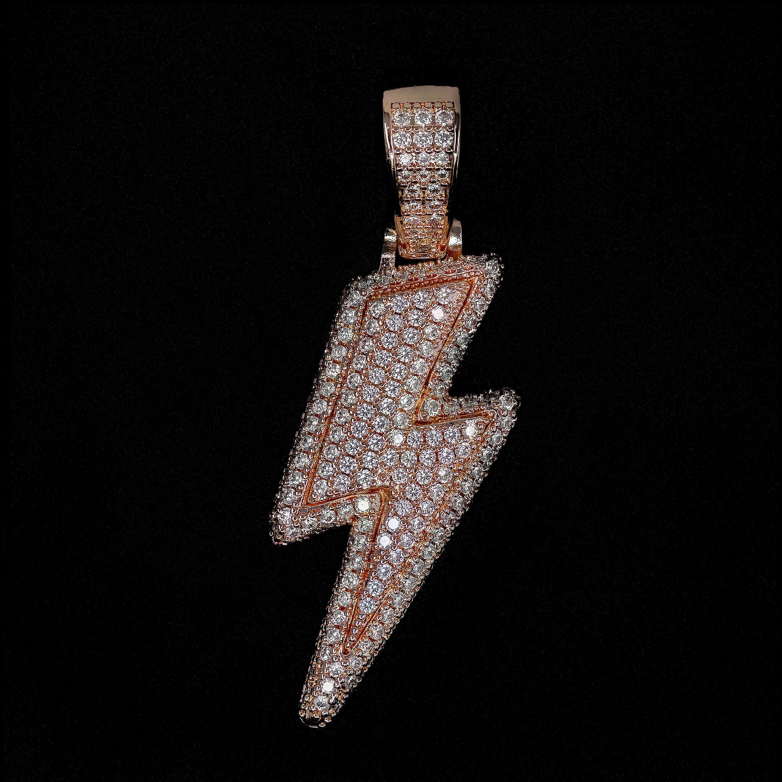 Iced Out Lightning Bolt in Rose Gold