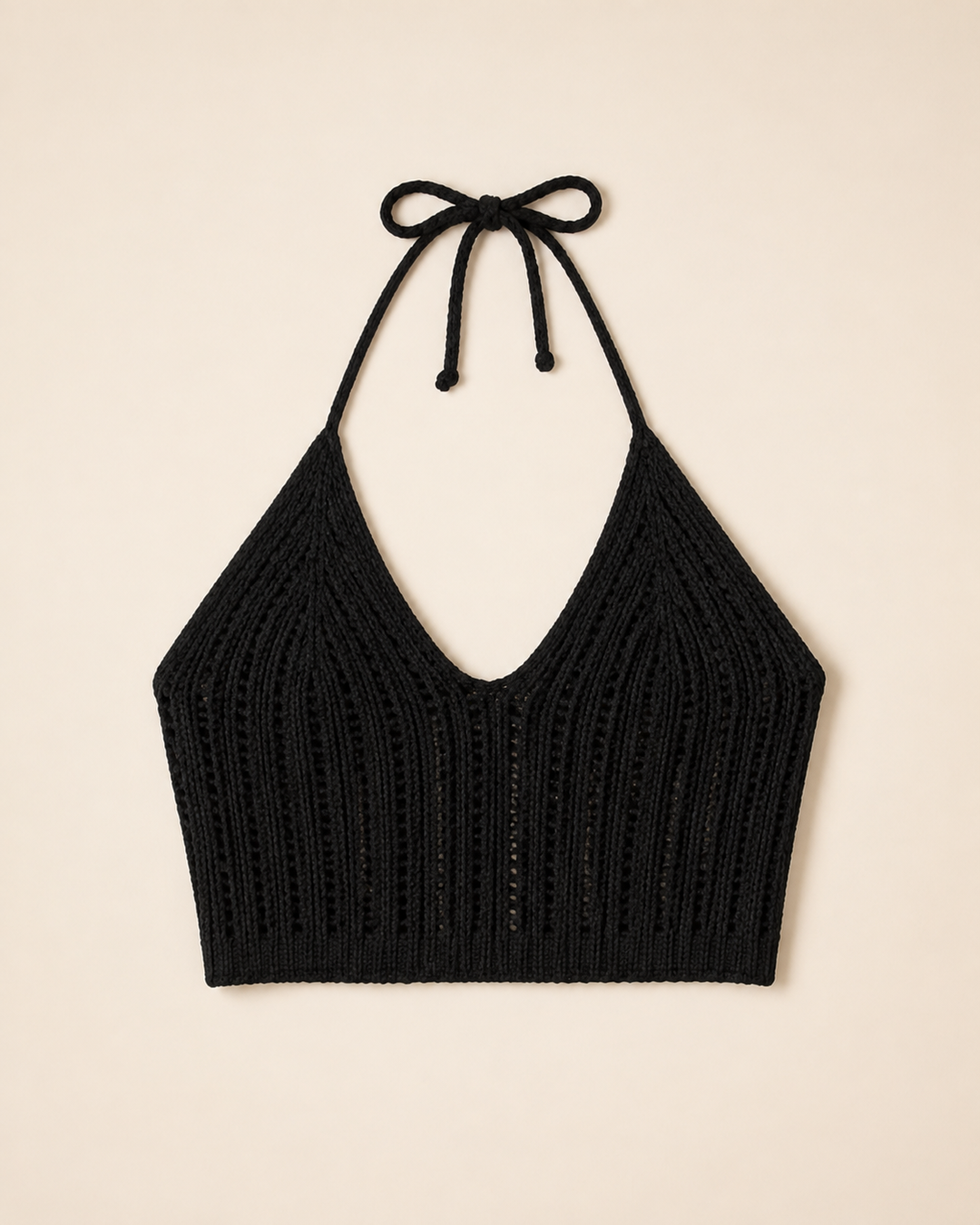 Black Crochet Knit Bralette Crop Top