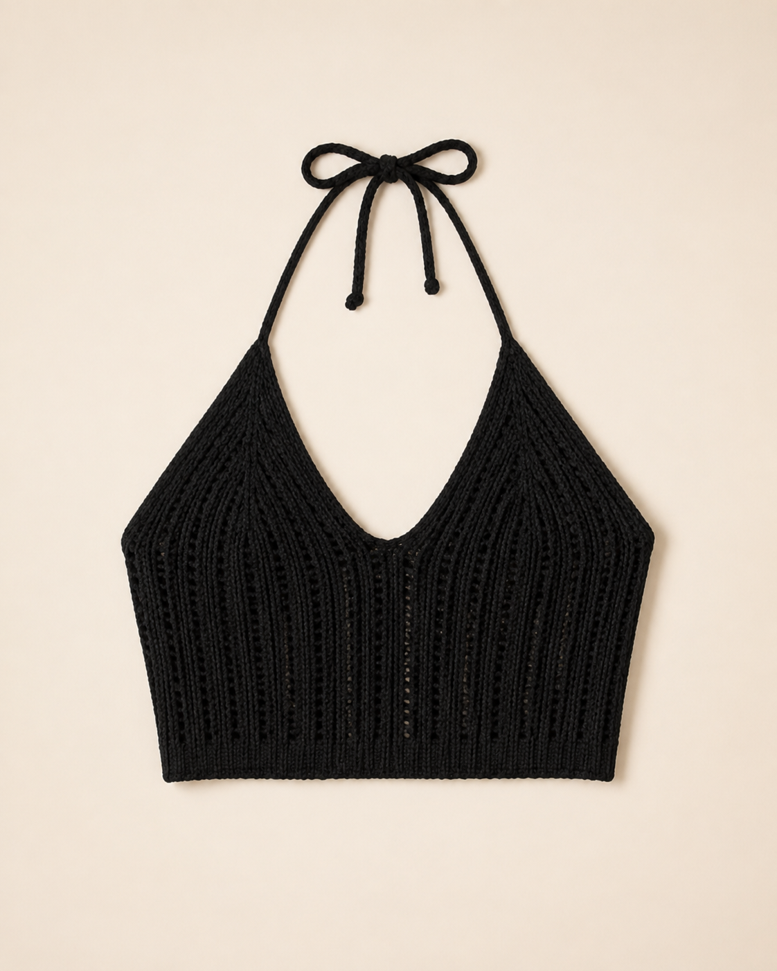 Black Crochet Knit Bralette Crop Top