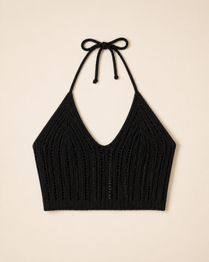 Black Crochet Knit Bralette Crop Top