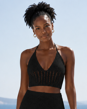Black Crochet Knit Bralette Crop Top