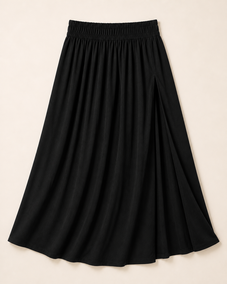 Black High-Slit Maxi Skirt