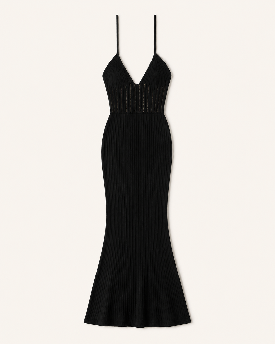 Black Knit Halter Maxi Dress