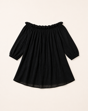 Black Off-Shoulder Beach Cover-Up Dress