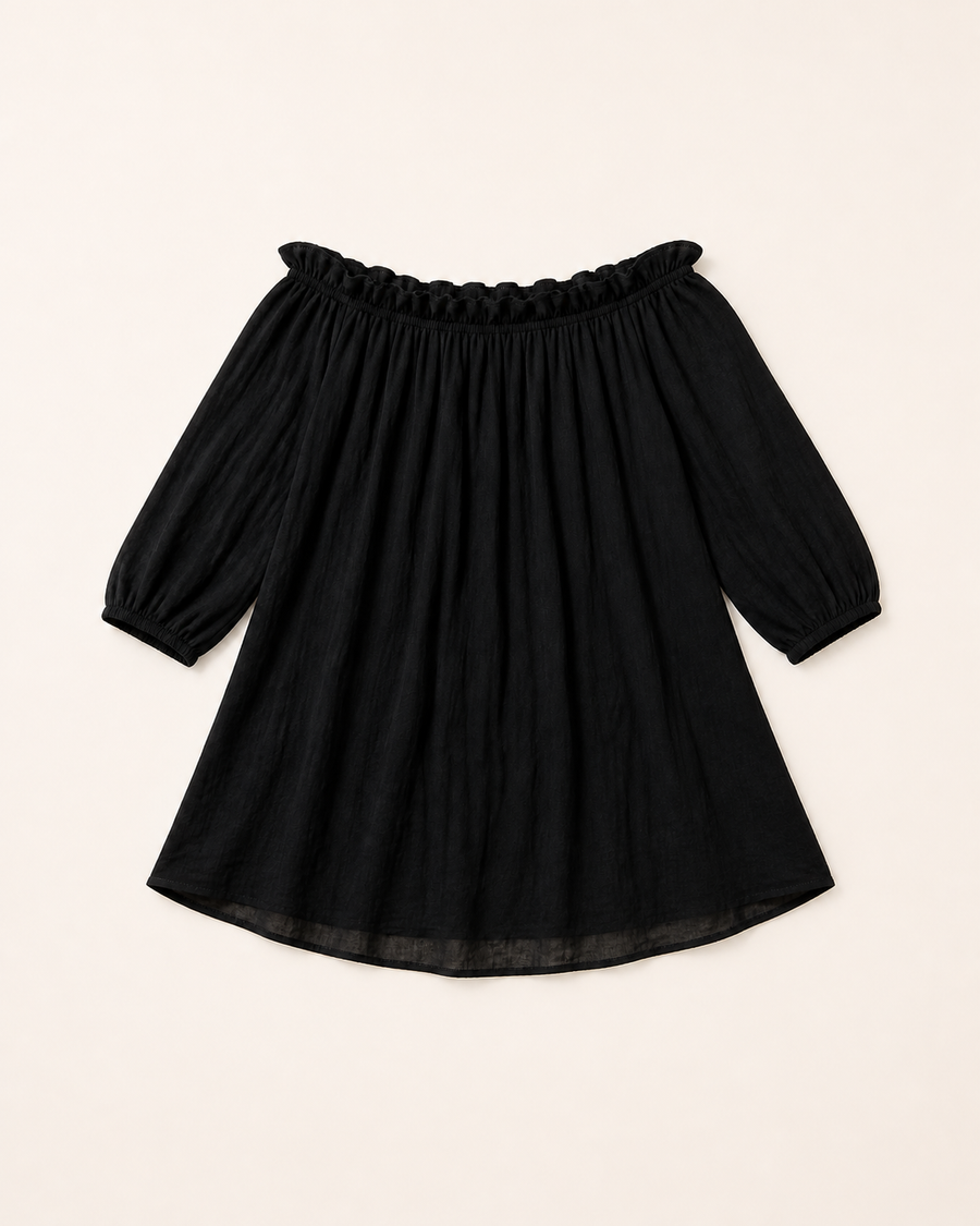 Black Off-Shoulder Beach Cover-Up Dress