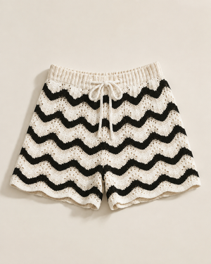 Black and White Chevron Knit Shorts