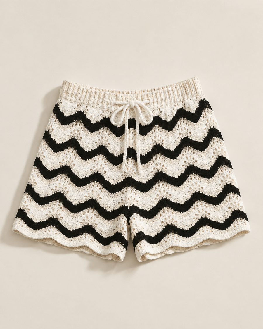 Black and White Chevron Knit Shorts