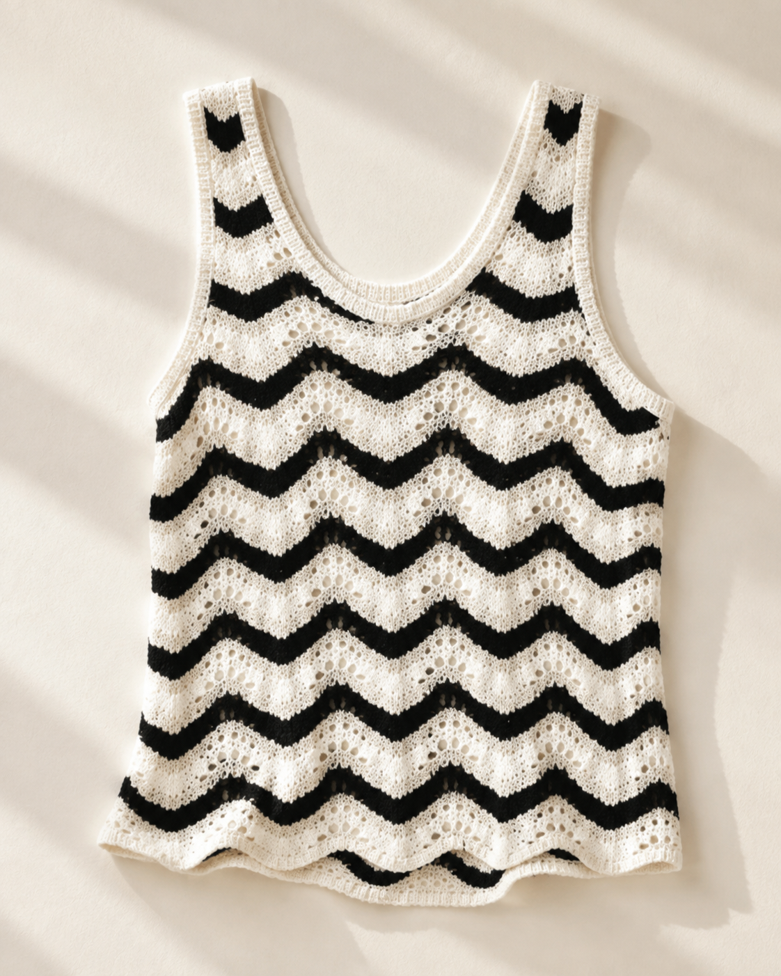 Black and White Chevron Knit Tank Top