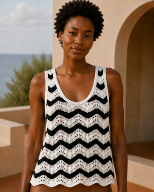 Black and White Chevron Knit Tank Top