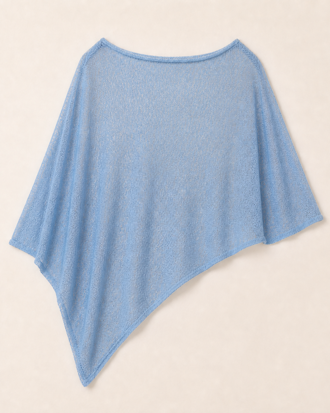 Light Blue Sheer Knit Batwing Poncho Top