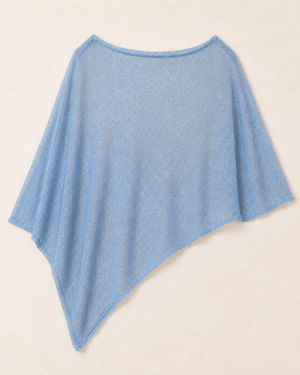Light Blue Sheer Knit Batwing Poncho Top