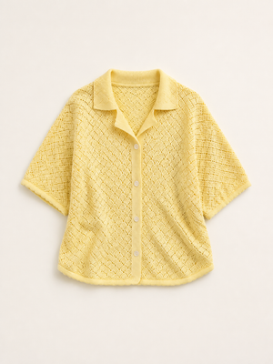 Light Yellow Pointelle Knit Shirt