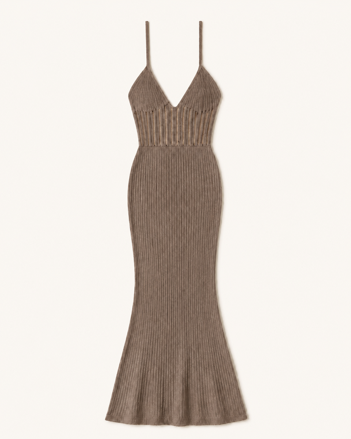 Mocha/Taupe Knit Halter Maxi Dress