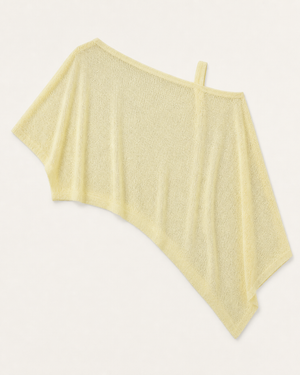 Pale Yellow Sheer Knit Batwing Poncho Top