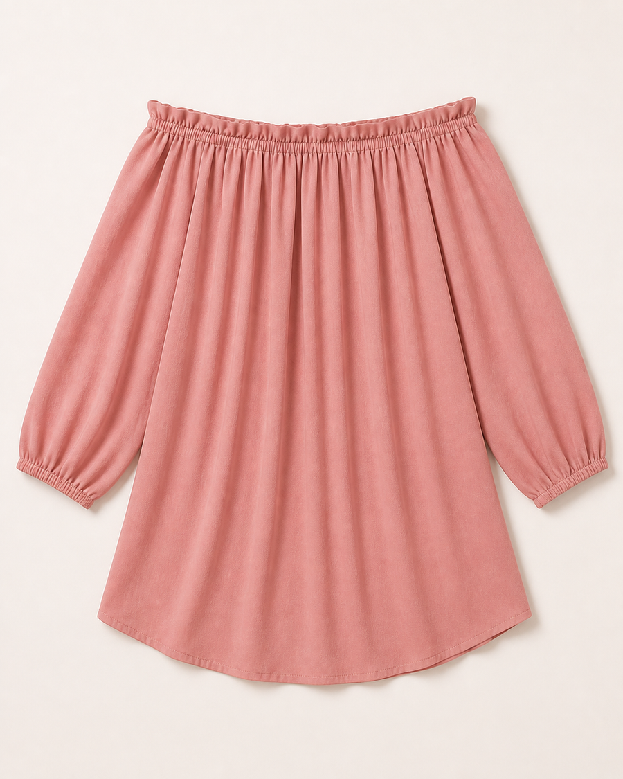 Pink Off-Shoulder Beach Cover-Up Dress