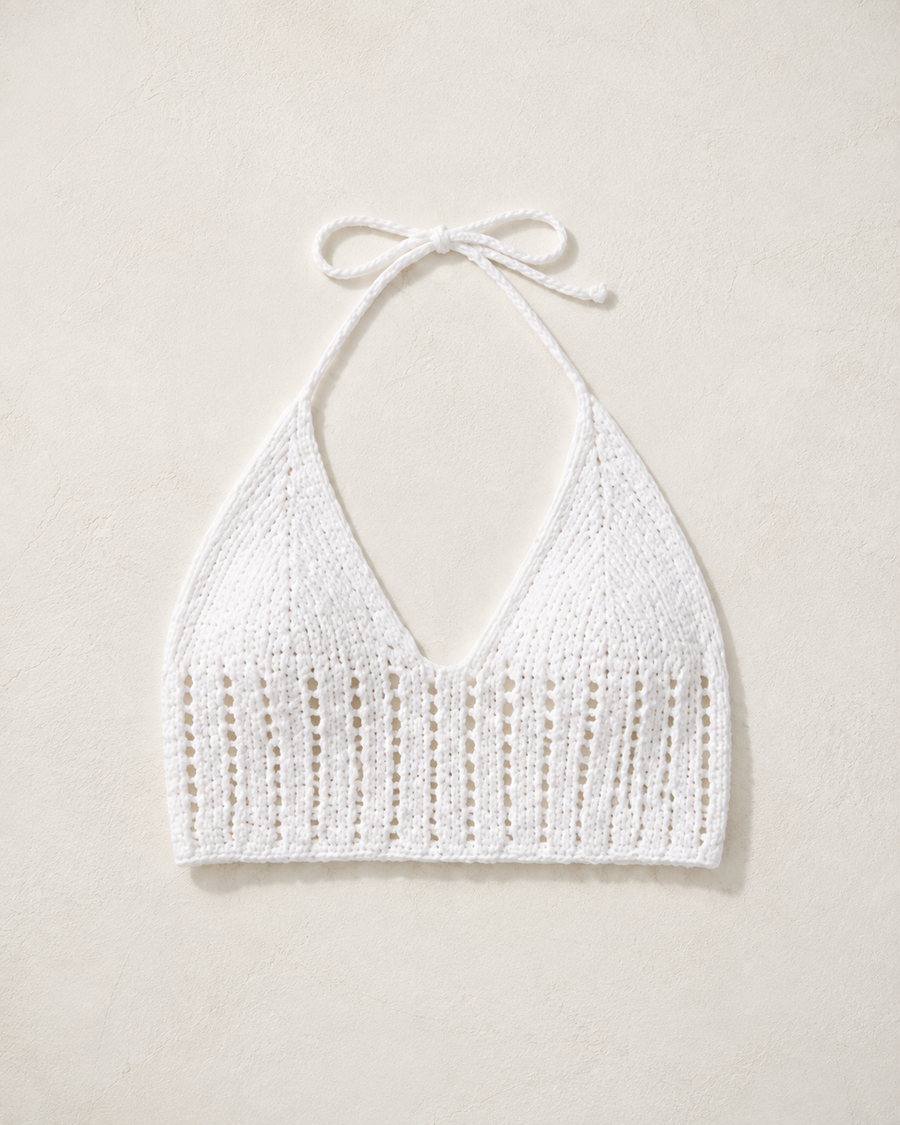 White Crochet Knit Bralette Crop Top