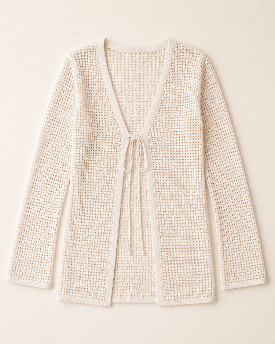 Cream/Blush Pink Knit Open Cardigan