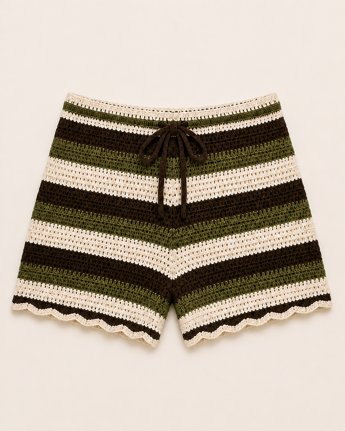 Olive Stripe Knit Shorts