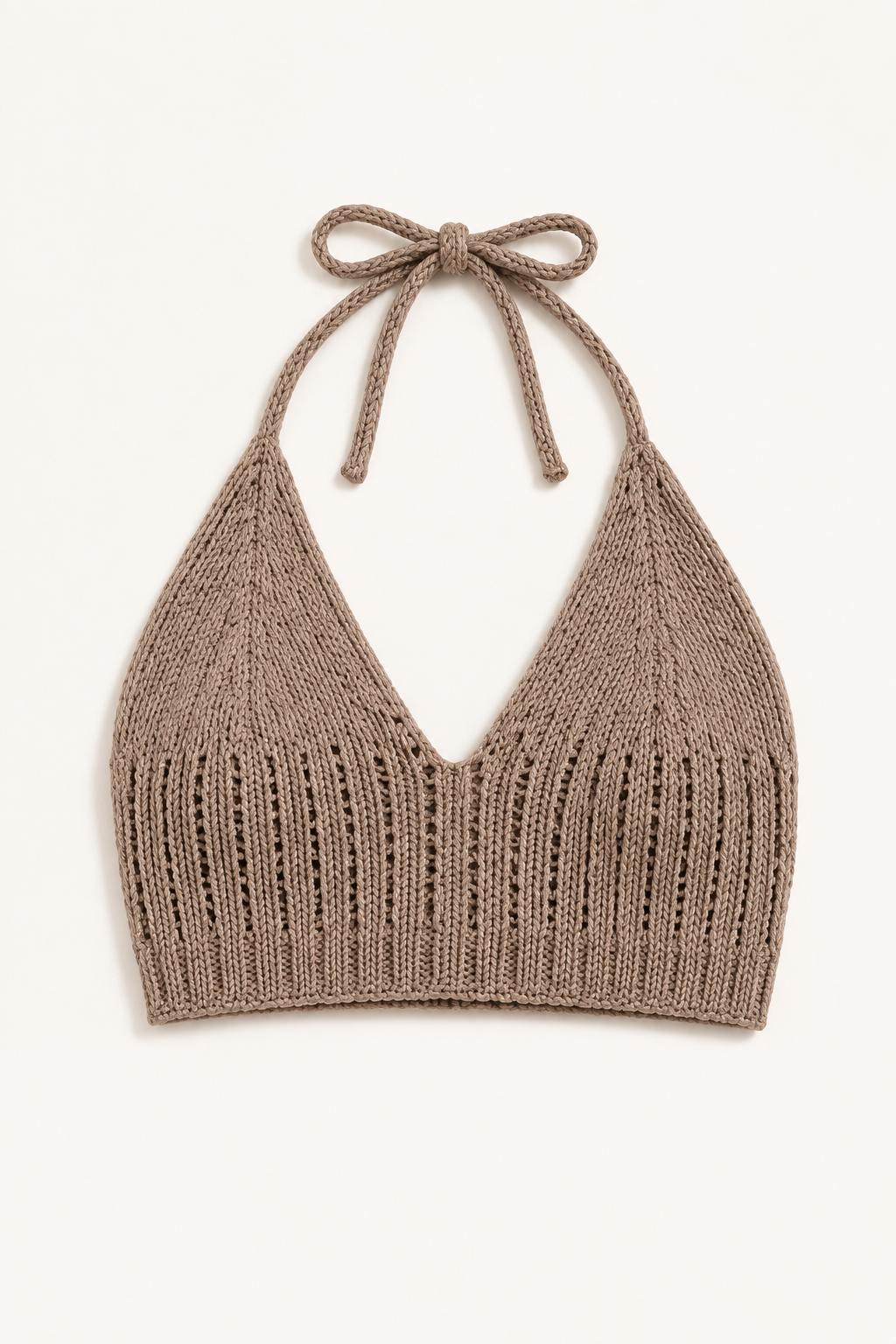 Mocha / Taupe Brown Crochet Knit Bralette Crop Top