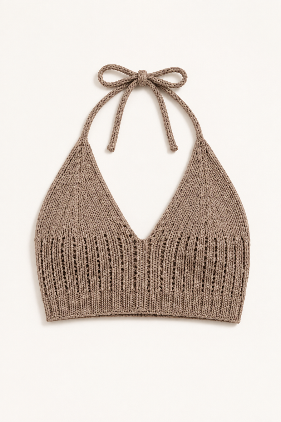 Mocha / Taupe Brown Crochet Knit Bralette Crop Top