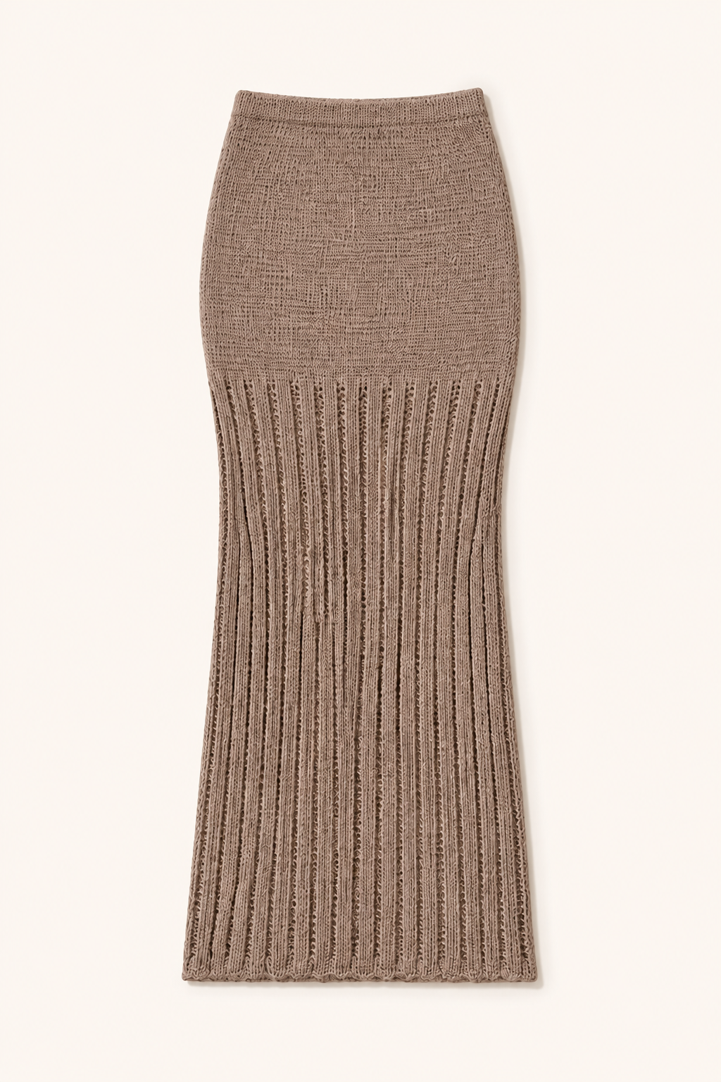 Mocha / Taupe Brown Crochet Knit Maxi Skirt