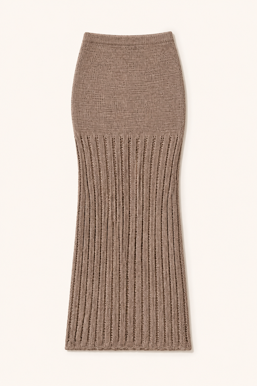 Mocha / Taupe Brown Crochet Knit Maxi Skirt