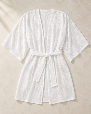 White Belted Kimono Robe Cover-Up