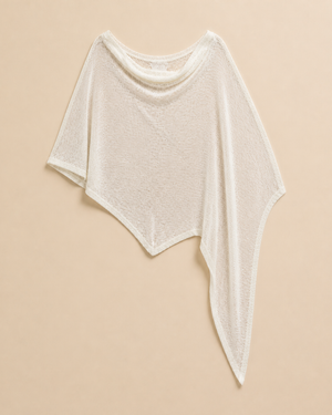 White/Cream Sheer Knit Batwing Poncho Top