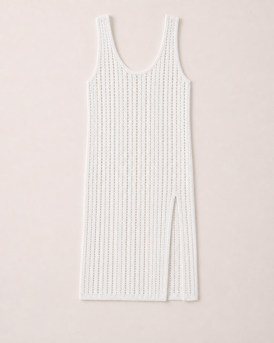 White Crochet Cami Maxi Dress with Side Slit