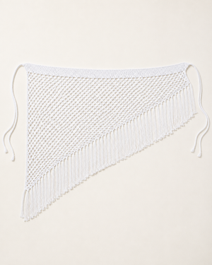 White Fishnet Crochet Fringe Sarong Wrap