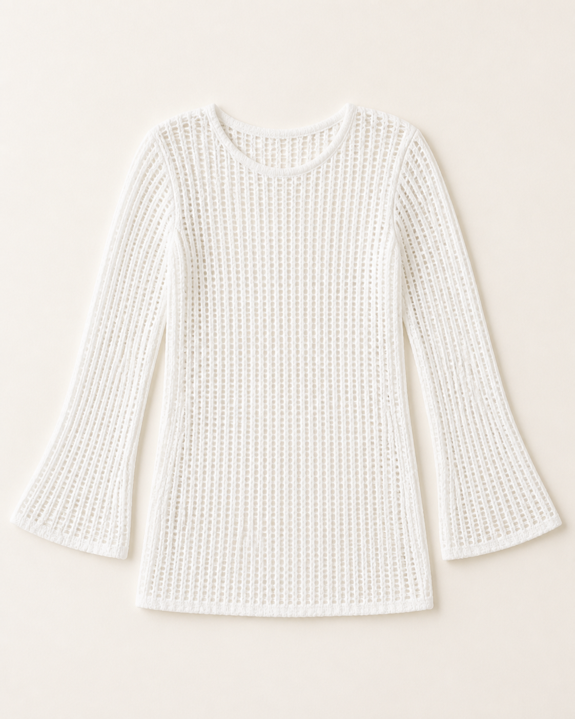 White Knit Long-Sleeve Mini Dress