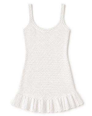 White Knit Ruffle Hem Cami Mini Dress