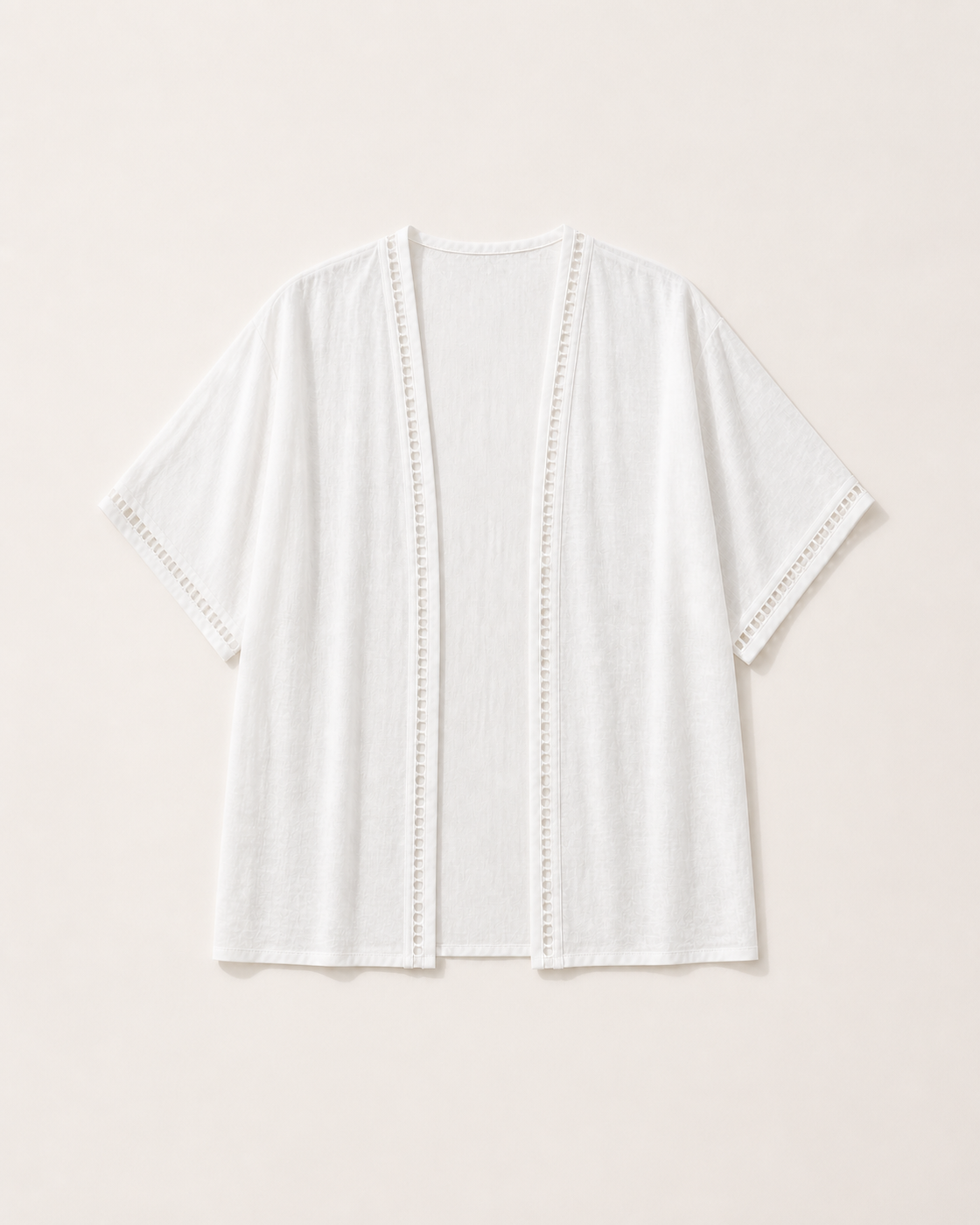 White Open-Front Kimono Cover-Up