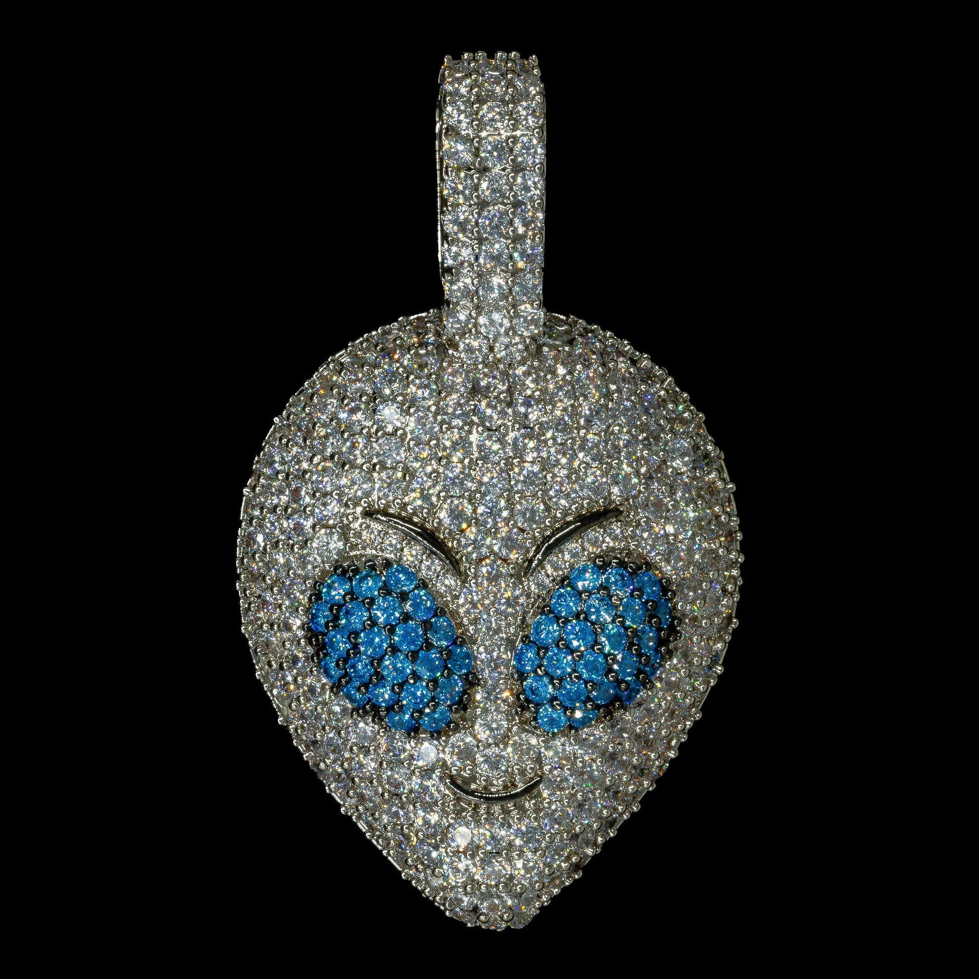 Iced Out Alien Pendant 18K White Gold