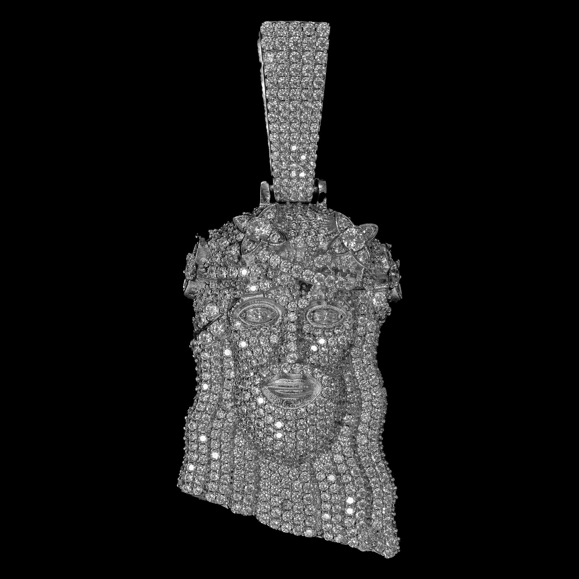 Iced Out Jesus Pendant 18K White Gold