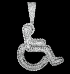 Diamond Wheelchair Pendant in White Gold